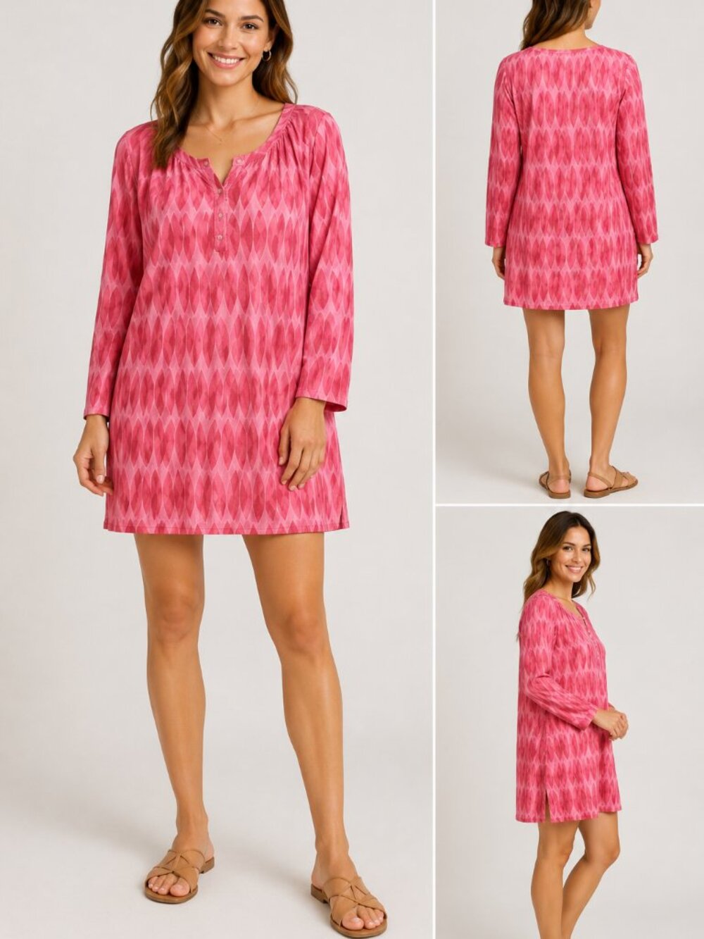Women’s 100% Cotton Coral Tunic Top Small Boho Chic Lightweight Summer Tunic